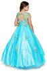 Vestido de dama de honor junior de tul de encaje bordado floral rosa aguamarina para niñas grandes 8-16
